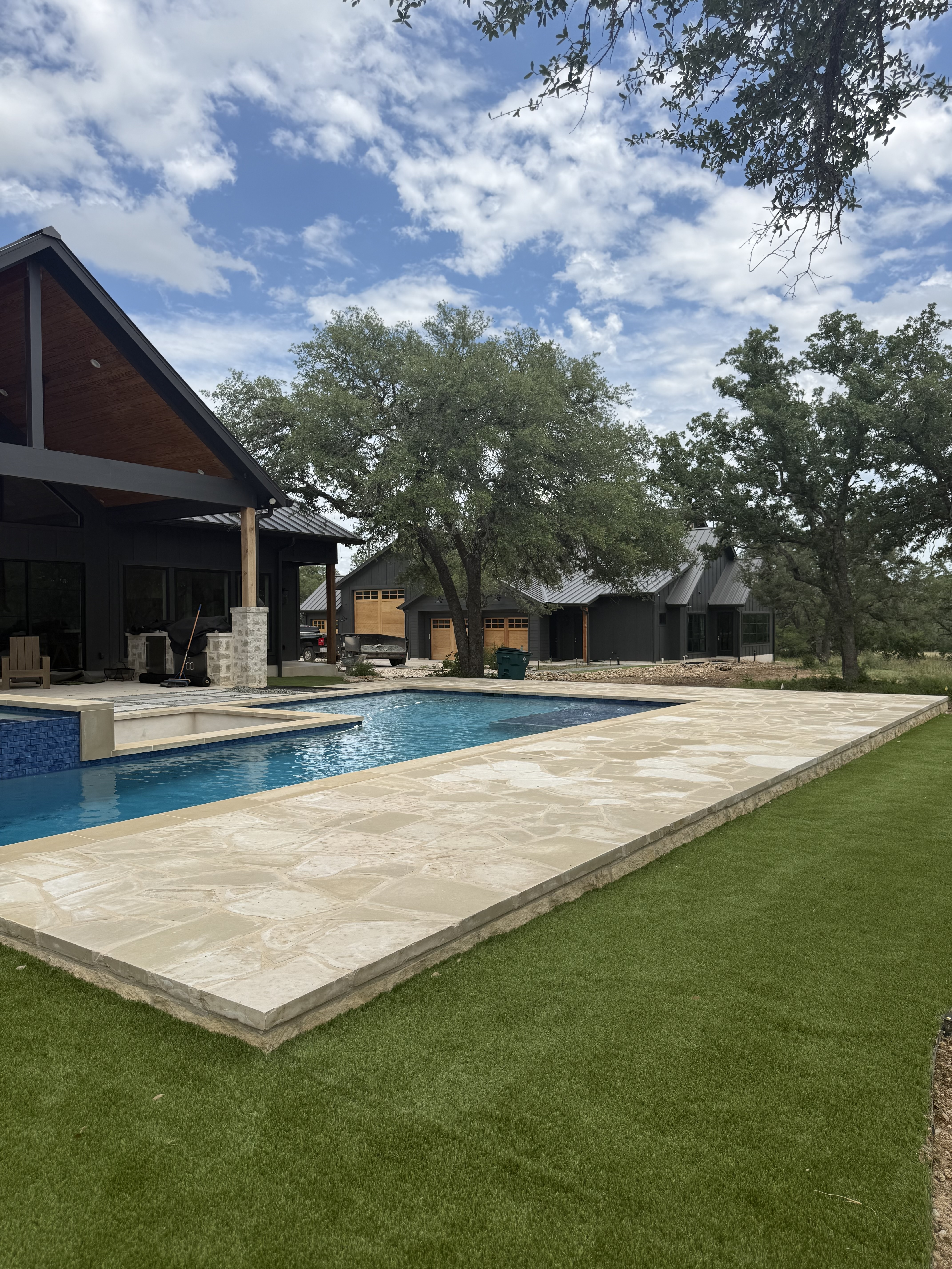Masoned limestone patio